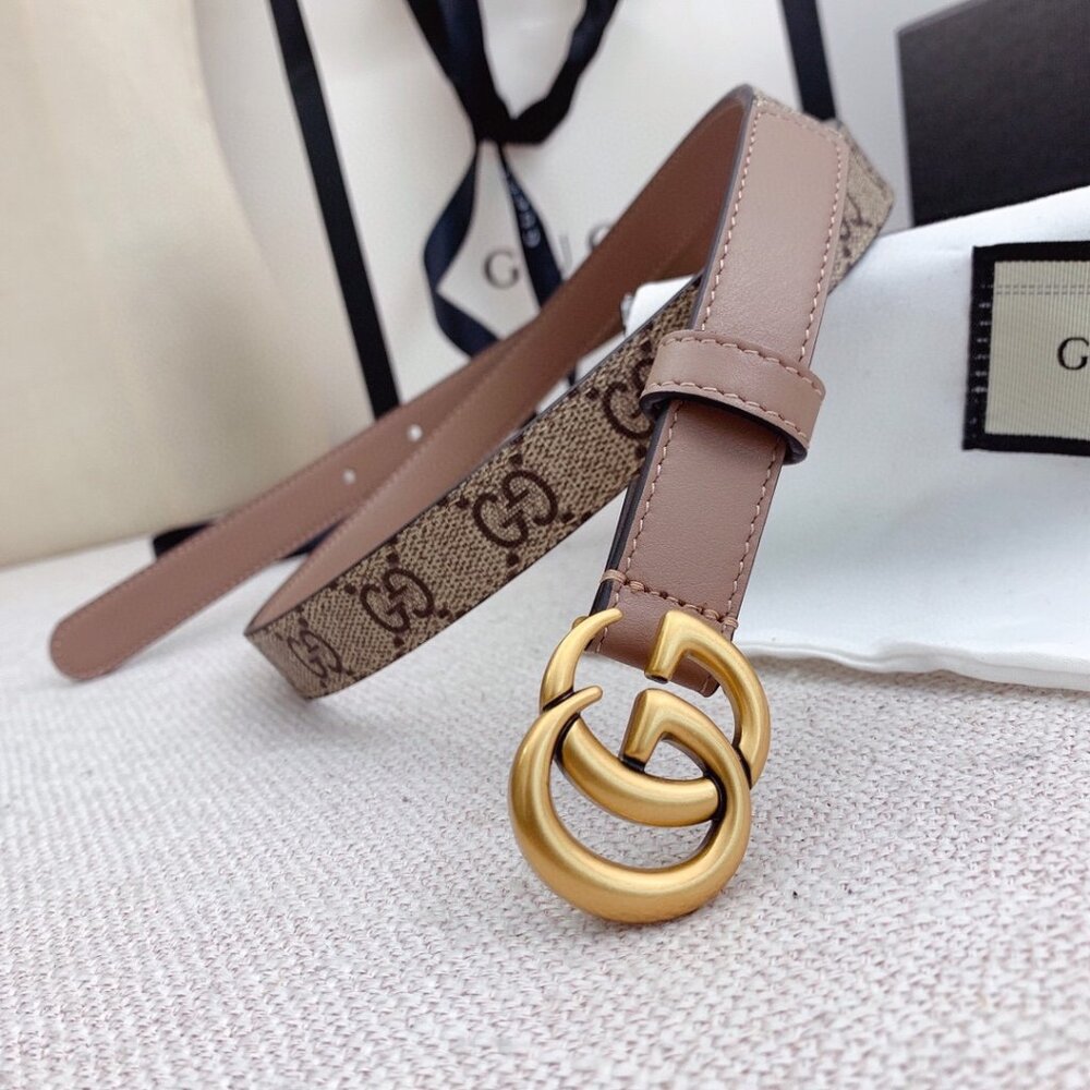 2 cm Gucci Monogram Fashion Double G Buckle GG Belt Tan 90/36